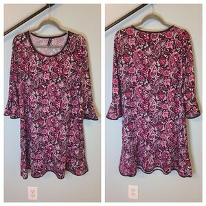 Paisley Print Dress - Pink and Black